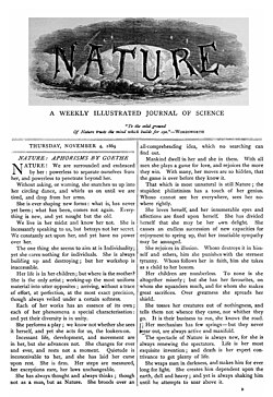 Portada histórica del primer número de la revista científica Nature, publicado el 4 de noviembre de 1869.