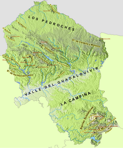 Mapa del relieve de la provincia de Córdoba