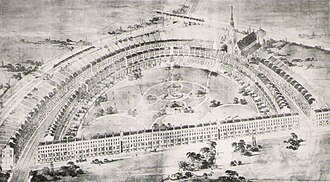 Los jardines Philbeach y la iglesia parroquial de St. Cuthbert alrededor de 1875