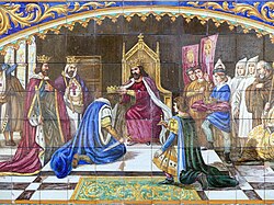 Placa o relieve decorativo sobre el reparto de los dominios de Sancho III.