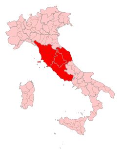 Mapa y datos generales sobre la Italia central