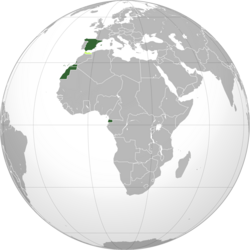 Mapa de España y sus territorios en África durante la Segunda República