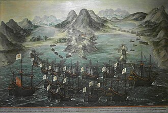 Pintura histórica de Juan de la Corte sobre la expulsión de los neerlandeses en 1633