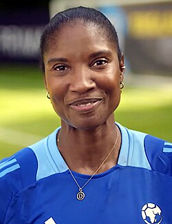 Denise Lewis en una competición de atletismo