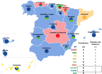 Mapa político de España tras las elecciones de 2023