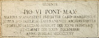 Inscripción del Jubileo de 1775