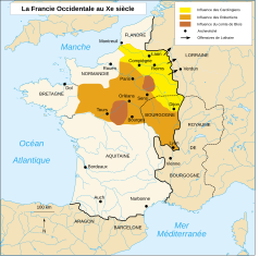Territorios controlados por los reyes de los francos occidentales a principios del siglo X