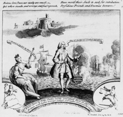 Sátira británica de 1740 sobre la importancia del comercio y los intereses imperiales