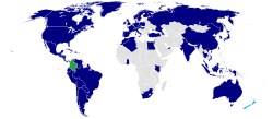 Mapa de misiones diplomáticas y consulados de Colombia