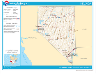 Mapa físico de Nevada