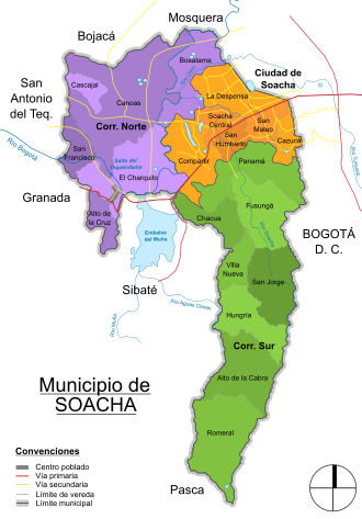 Esquema de la división administrativa de Soacha