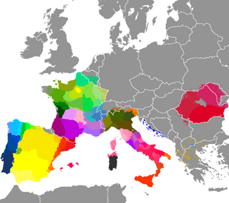Mapa de las lenguas romances en Europa