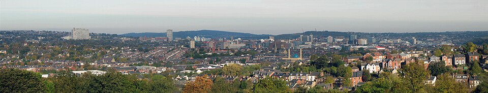 Panorama de Sheffield desde el parque Meersbrook