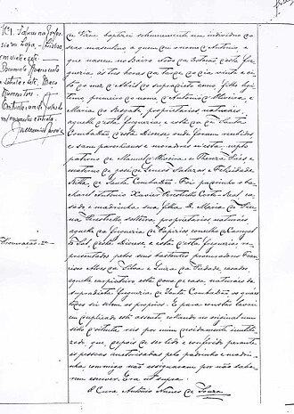 Acta de nacimiento oficial de António de Oliveira Salazar.