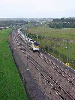 Un tren Eurostar en HS1, cerca de Ashford