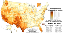 Distribución de los latinoamericanos e hispanos en Estados Unidos