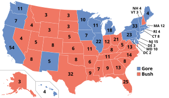 Mapa e información general de las elecciones presidenciales de Estados Unidos de 2000