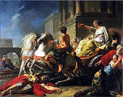 Pintura histórica de Jean Bardin sobre la muerte de Servio Tulio
