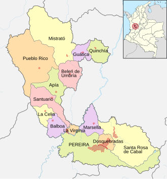 Representación de la división administrativa y subregiones del departamento.