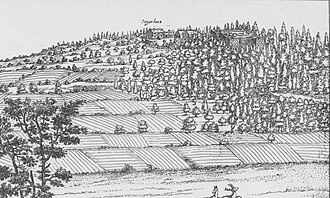 Grabado histórico que muestra la zona de Alte Veste en 1705