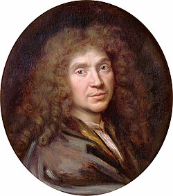 Molière retratado por Pierre Mignard hacia 1658.
