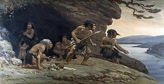 Reconstrucción de neandertales de Le Moustier