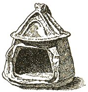 Urna funeraria con forma de cabaña