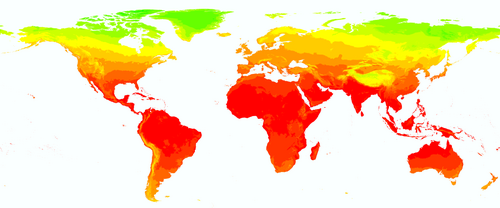 Mapa global de la temperatura media anual