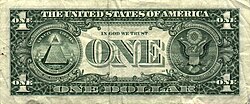 Reverso del billete de un dólar estadounidense mostrando el reverso del sello