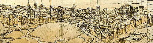 Detalle del dibujo de Anton Van der Wyngaerde de 1562