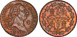 Moneda de Carlos III con la leyenda en latín que menciona la gracia divina.