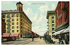 Fotografía histórica de la zona urbana de Long Beach a principios del siglo XX