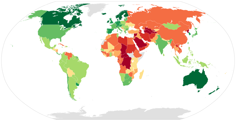 Mapa del índice de democracia