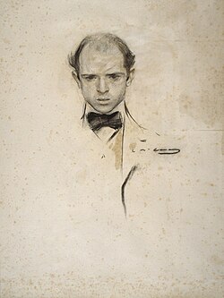 Joven Pau Casals retratado por Ramon Casas