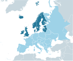 Mapa de la región de Europa Septentrional
