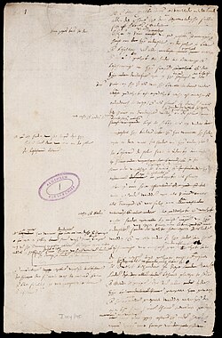 Manuscrito antiguo relacionado con el Acta de abjuración