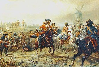 Caballería francesa durante la batalla de Ramillies.