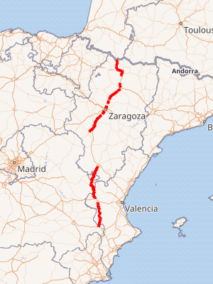 Mapa esquemático del recorrido de la N-330