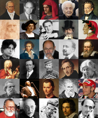 Retratos y figuras históricas destacadas del pueblo italiano