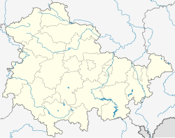 Mapa del estado de Turingia con la posición de Érfurt