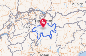Mapa de localización del cantón de los Grisones en Suiza