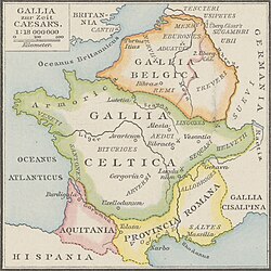 Mapa de la Galia romana en la época de Julio César
