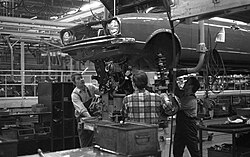 Cadena de montaje del Audi 80 en 1973
