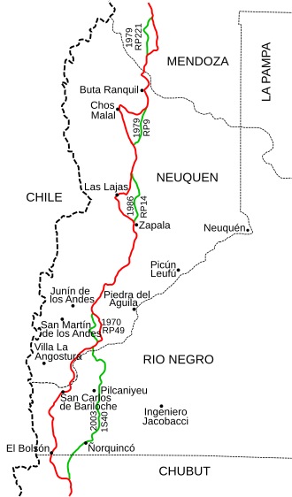 Mapa del recorrido de la Ruta 40