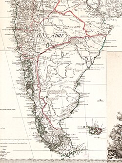 Mapa de Juan de la Cruz Cano y Olmedilla de 1755 que muestra la Patagonia como Chile Moderno.