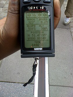 GPS indicando la posición del meridiano