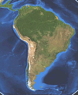 Imagen satelital de América del Sur mostrando la diagonal árida