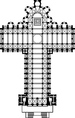 Planta arquitectónica de la catedral de Santiago de Compostela