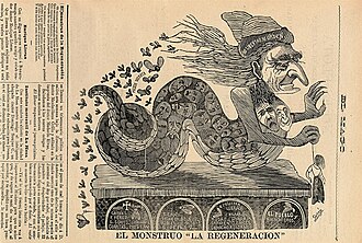Caricatura satírica sobre la Regeneración