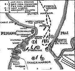 Mapa de la batalla de Penang